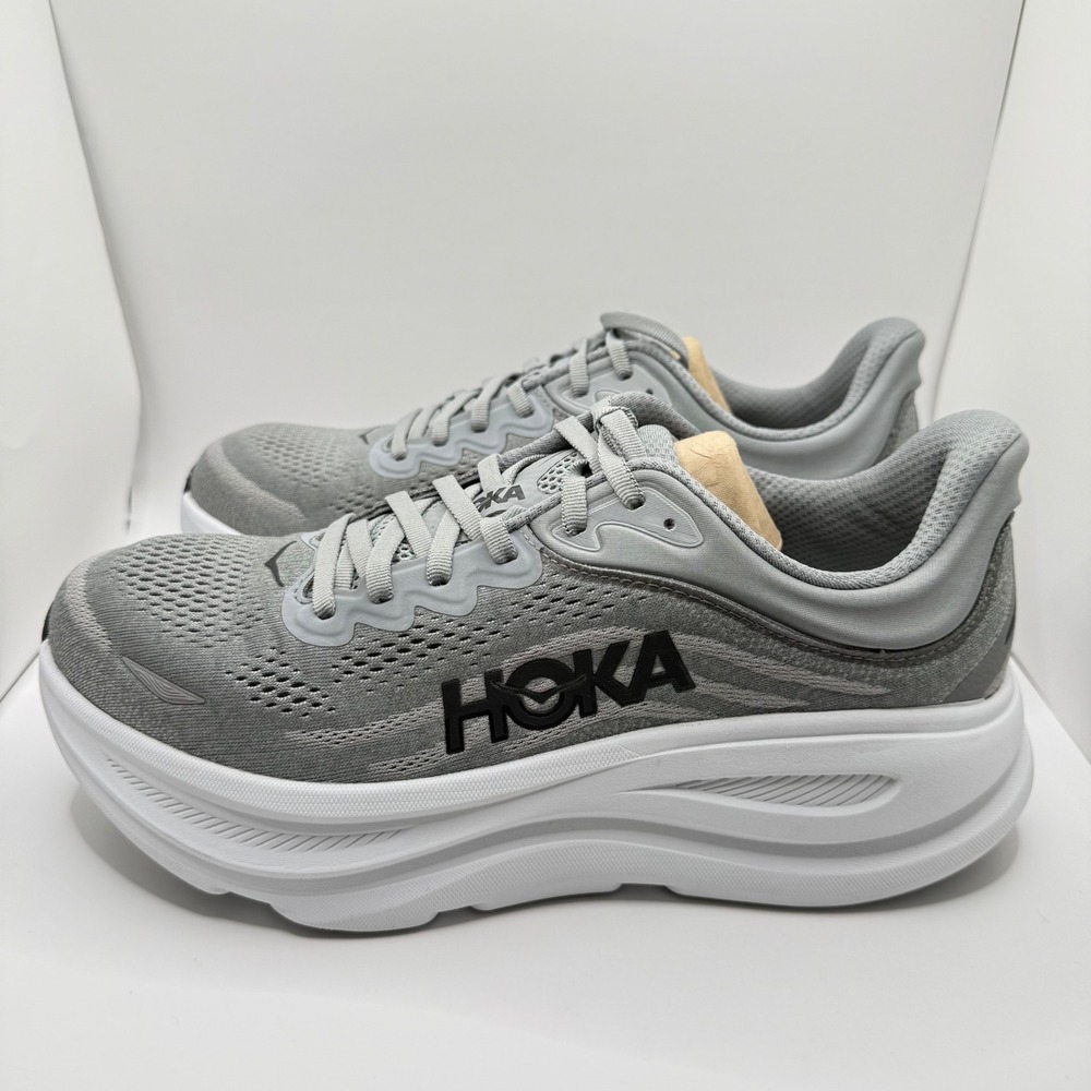Hoka Bondi 9 Mens 9.5D Grey Running Shoes 1162011 GCTO Low Top Sneaker